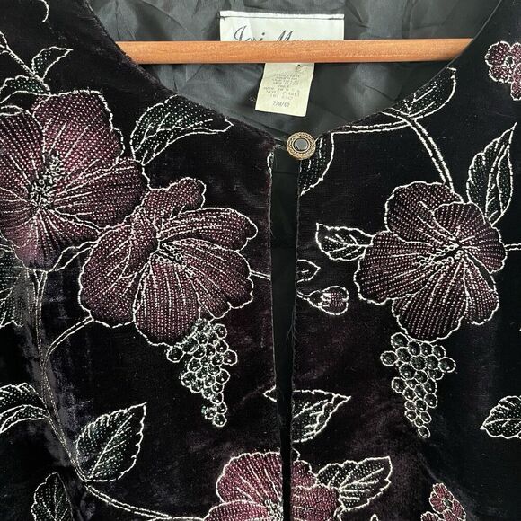 Vintage Jeri Marque Velvet Floral Embroidered Jacket 22W  Whimsigoth Fairy - Picture 9 of 12